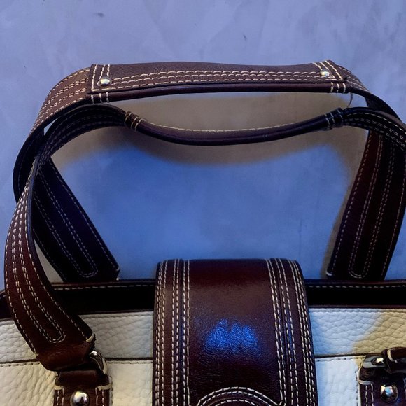  F13961 Hamilton Pebble Leather Tote Bag Off White Brown Coach Purse - Picture 9 of 16